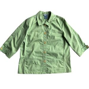 KORET Retro Green Utility Jacket Button Down Womens Size 14